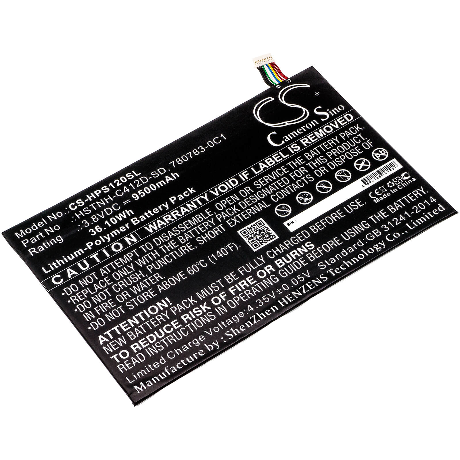 3.8V, 9500mAh, Li-Polymer Battery fits Hp, K7x87aa, K7x87aaaba, 36.1Wh