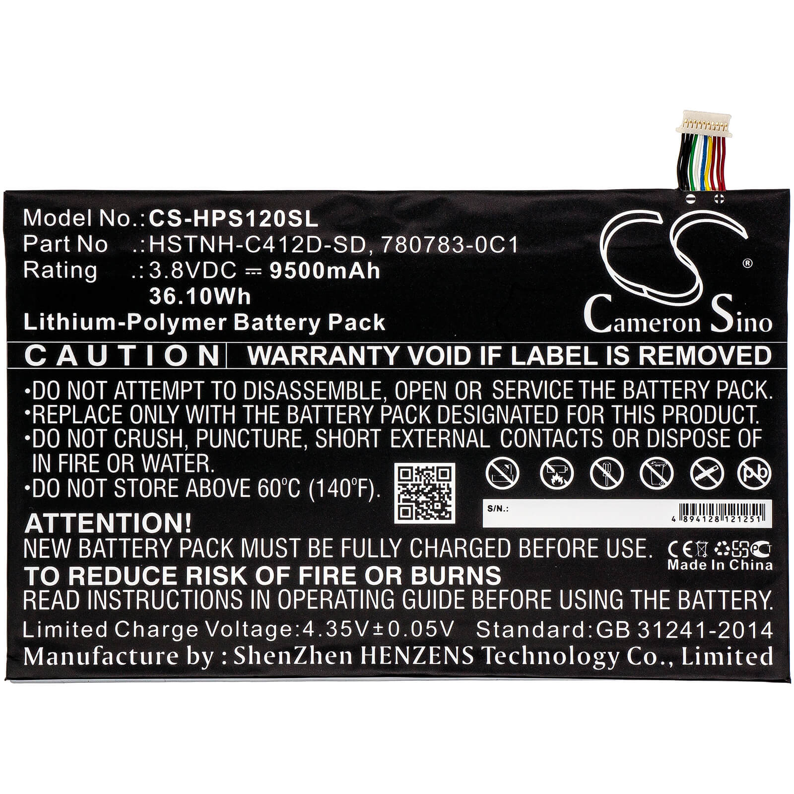 3.8V, 9500mAh, Li-Polymer Battery fits Hp, K7x87aa, K7x87aaaba, 36.1Wh