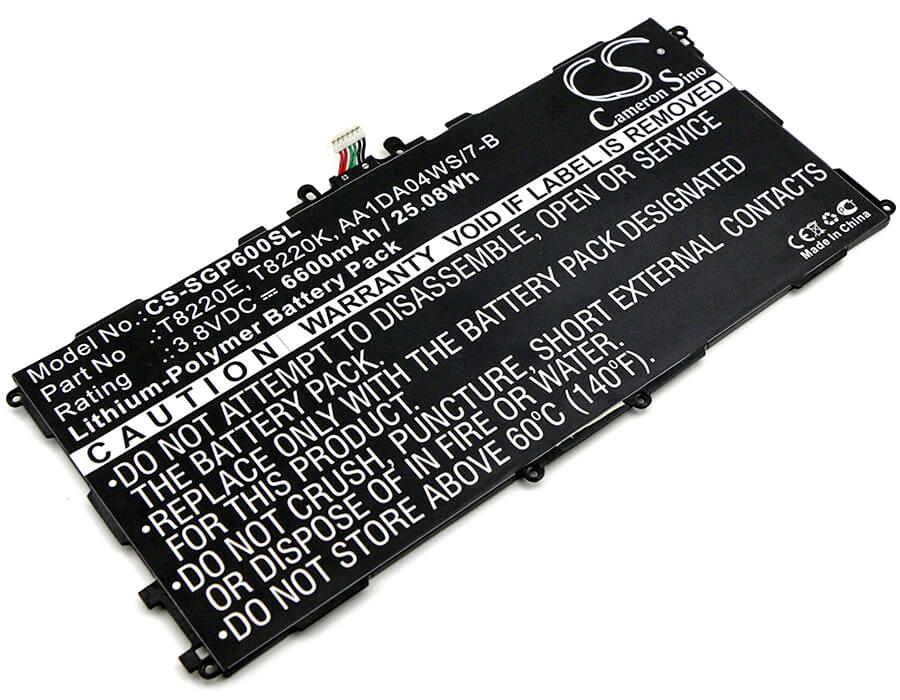3.8V, 6600mAh, Li-Polymer Battery fits Samsung, Galaxy Note 10.1, Galaxy Note 10.1 2014, 25.08Wh
