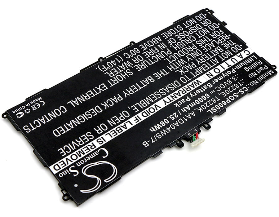 3.8V, 6600mAh, Li-Polymer Battery fits Samsung, Galaxy Note 10.1, Galaxy Note 10.1 2014, 25.08Wh