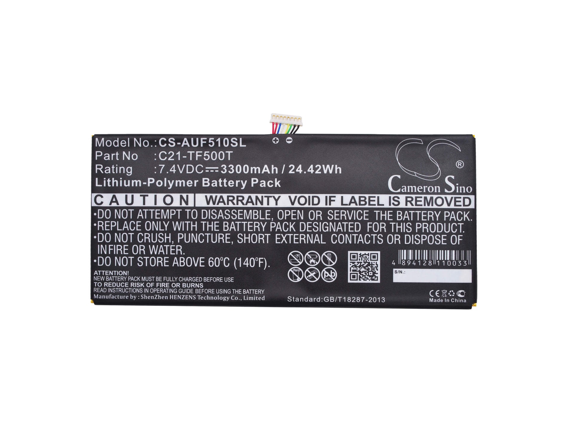 7.4V, 3300mAh, Li-Polymer Battery fits Asus, Transformer Pad Tf500t, 24.42Wh