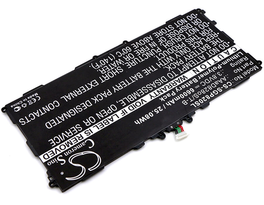 3.8V, 6600mAh, Li-Polymer Battery fits Samsung, Galaxy Tab 3 Plus 10.1, Gt-p8220, 25.08Wh