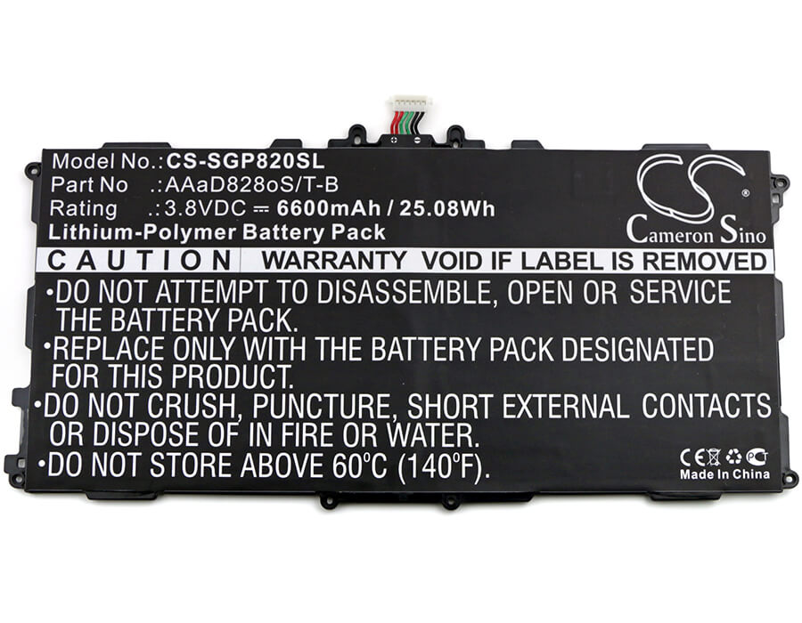 3.8V, 6600mAh, Li-Polymer Battery fits Samsung, Galaxy Tab 3 Plus 10.1, Gt-p8220, 25.08Wh