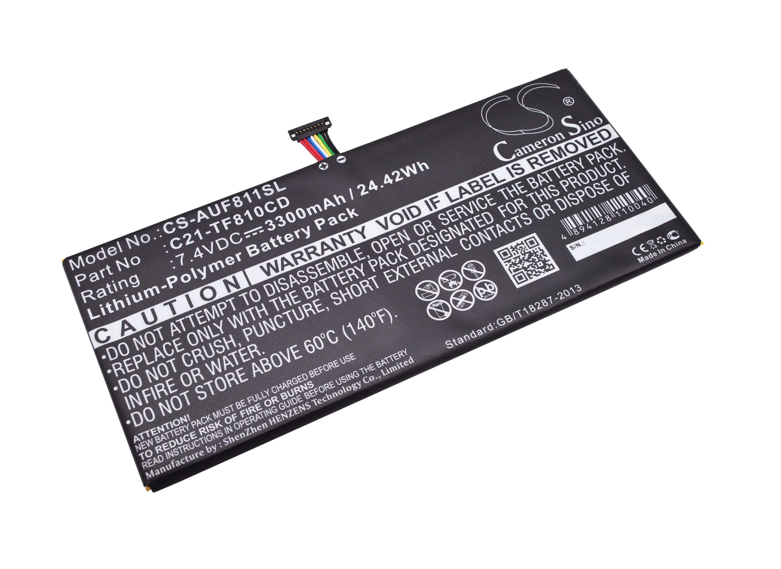 7.4V, 3300mAh, Li-Polymer Battery fits Asus, Vivotab Tf810cd, 24.42Wh