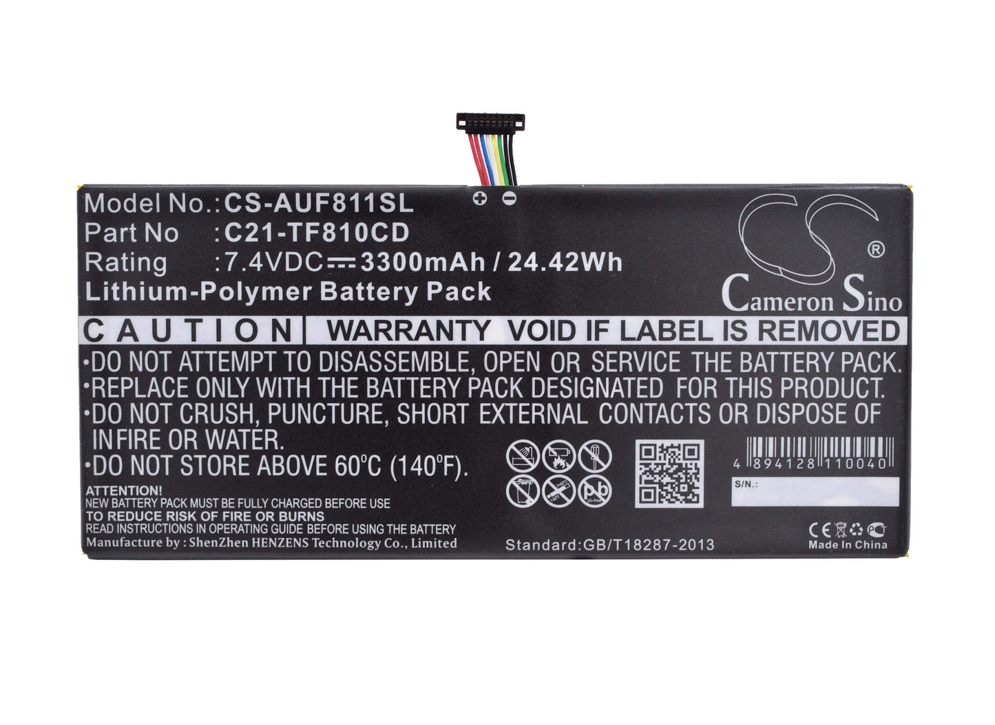 7.4V, 3300mAh, Li-Polymer Battery fits Asus, Vivotab Tf810cd, 24.42Wh