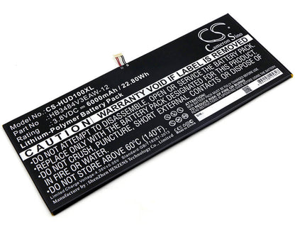 3.8V, 6000mAh, Li-Polymer Battery fits Huawei, D-01h, Dtab, 22.8Wh