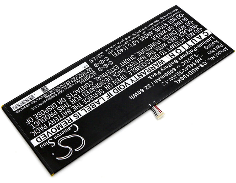 3.8V, 6000mAh, Li-Polymer Battery fits Huawei, D-01h, Dtab, 22.8Wh