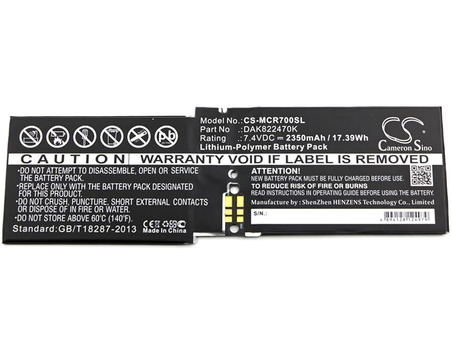 7.4V, 2350mAh, Li-Polymer Battery fits Microsoft, Cr7-00005, Surface 1703, 17.39Wh