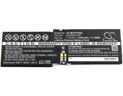 7.4V, 2350mAh, Li-Polymer Battery fits Microsoft, Cr7-00005, Surface 1703, 17.39Wh