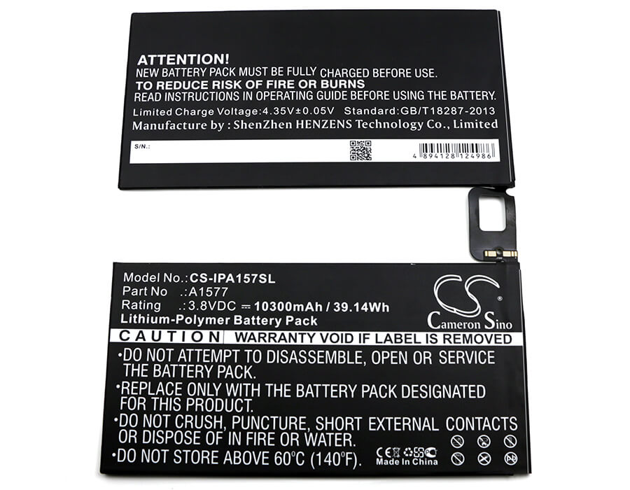 3.8V, 10300mAh, Li-Polymer Battery fits Apple, A1577, A1584, 39.14Wh