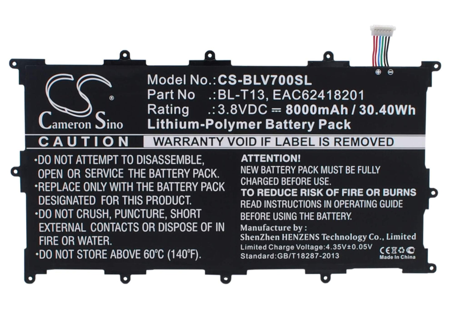 3.8V, 8000mAh, Li-Polymer Battery fits Lg, G Pad 10.1", G Pad Tablet 10.1", 30.4Wh