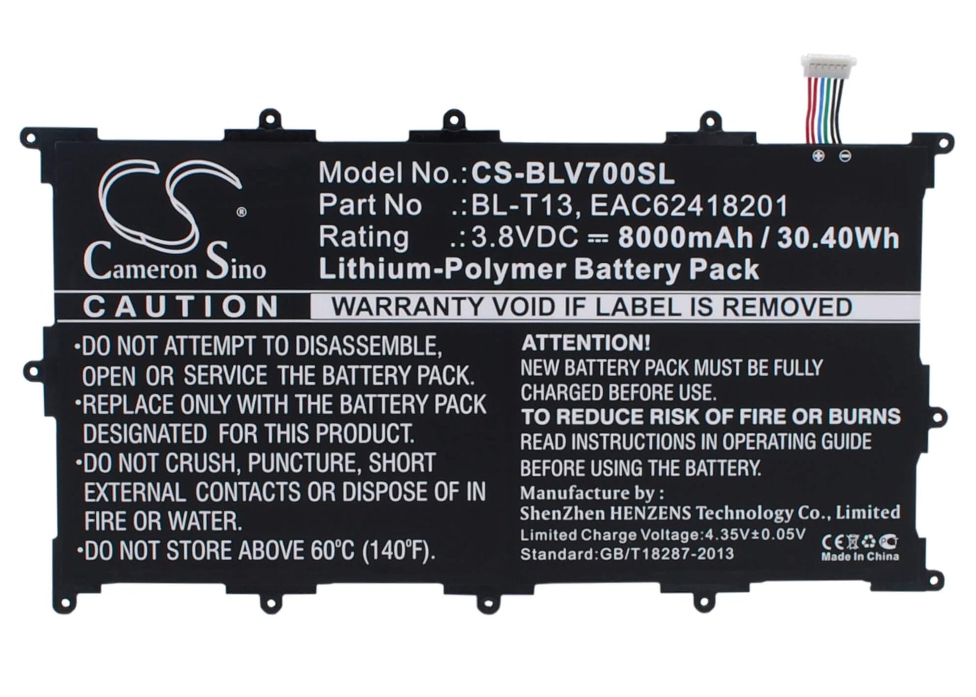 3.8V, 8000mAh, Li-Polymer Battery fits Lg, G Pad 10.1", G Pad Tablet 10.1", 30.4Wh