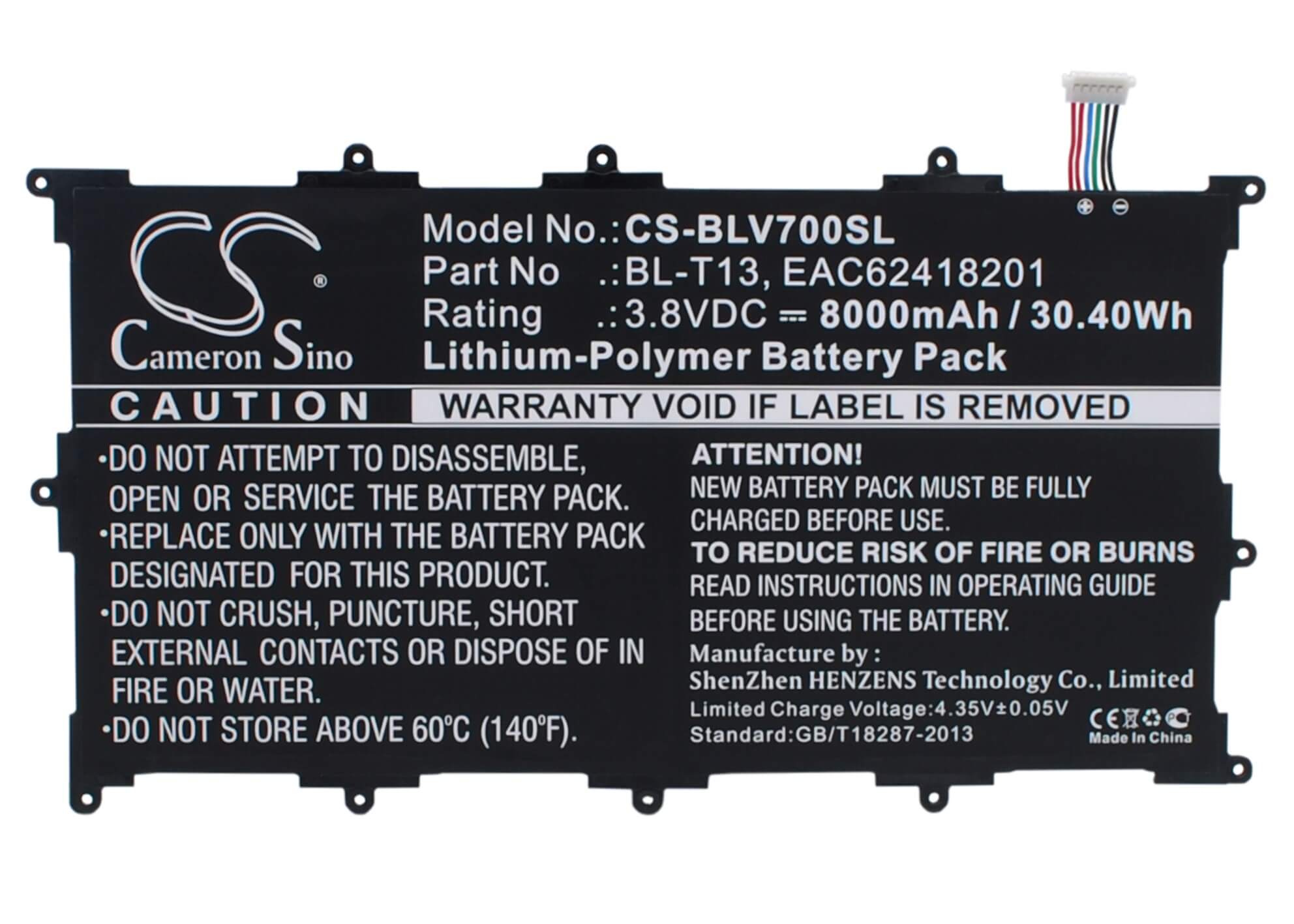 3.8V, 8000mAh, Li-Polymer Battery fits Lg, G Pad 10.1", G Pad Tablet 10.1", 30.4Wh