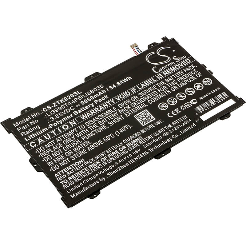 3.85V, 9050mAh, Li-Polymer Battery fits Zte, K92, Primetime, 34.8425Wh
