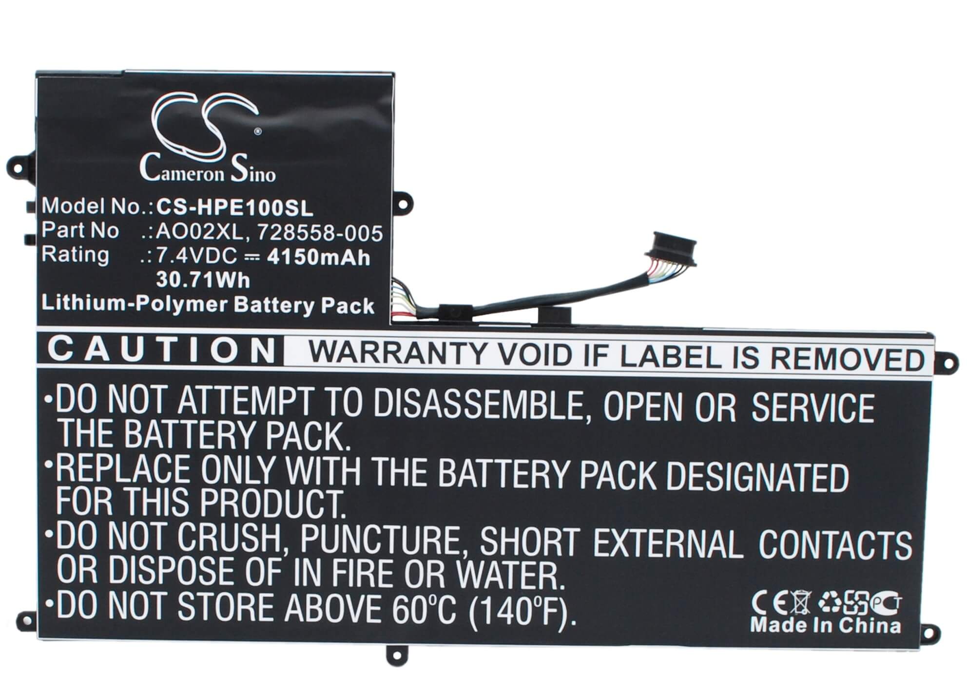 7.4V, 4150mAh, Li-Polymer Battery fits Hp, Elitepad 1000, Elitepad 1000 G2, 30.71Wh