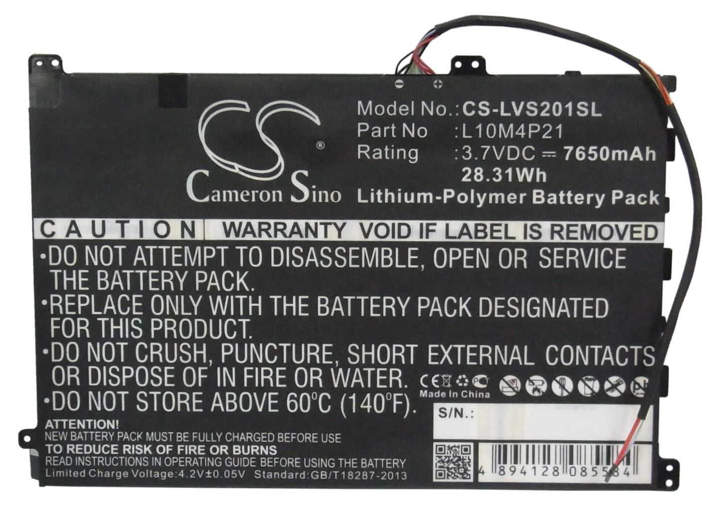 3.7V, 7650mAh, Li-Polymer Battery fits Lenovo, Ideapad S2010, 28.305Wh