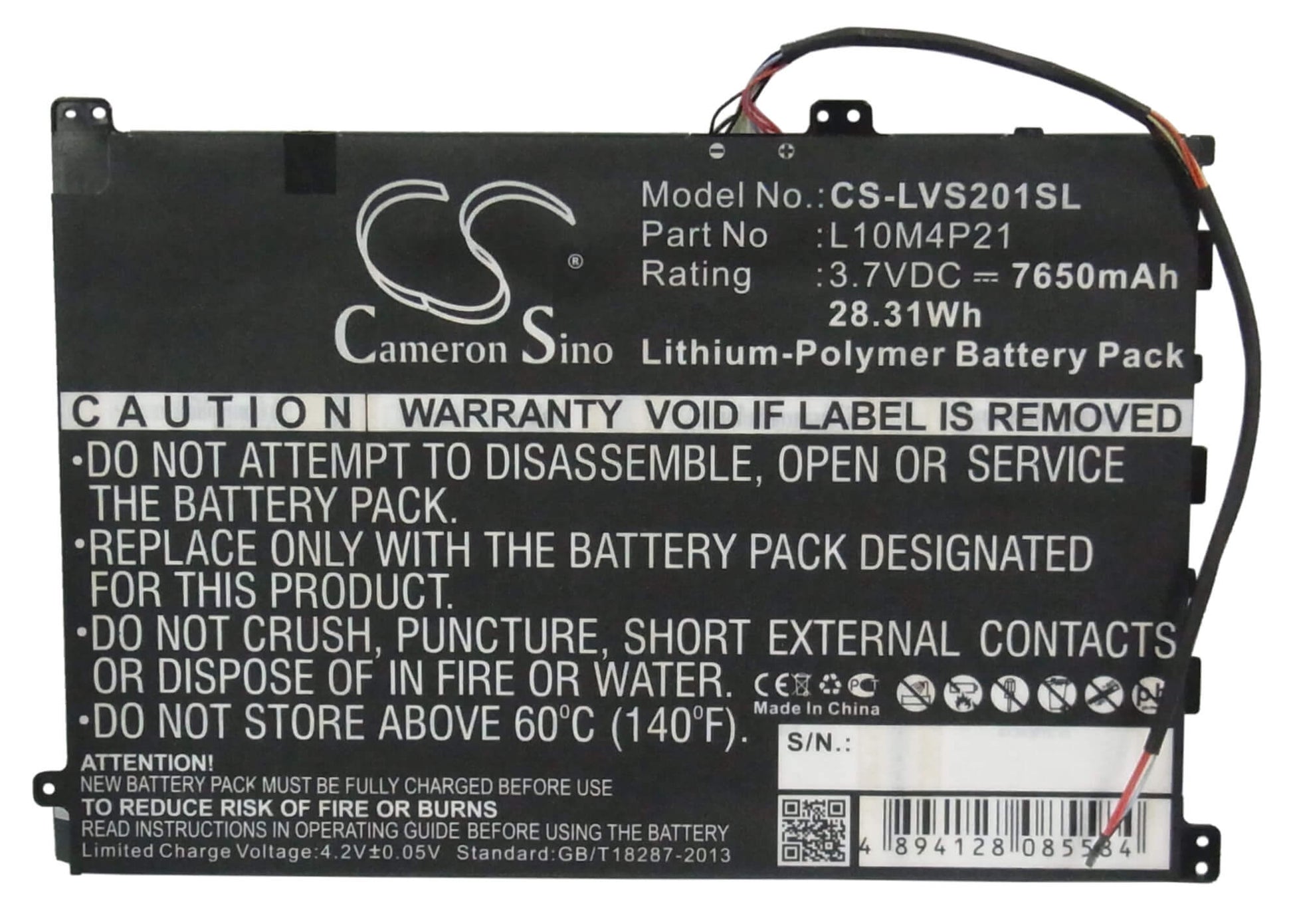 3.7V, 7650mAh, Li-Polymer Battery fits Lenovo, Ideapad S2010, 28.305Wh