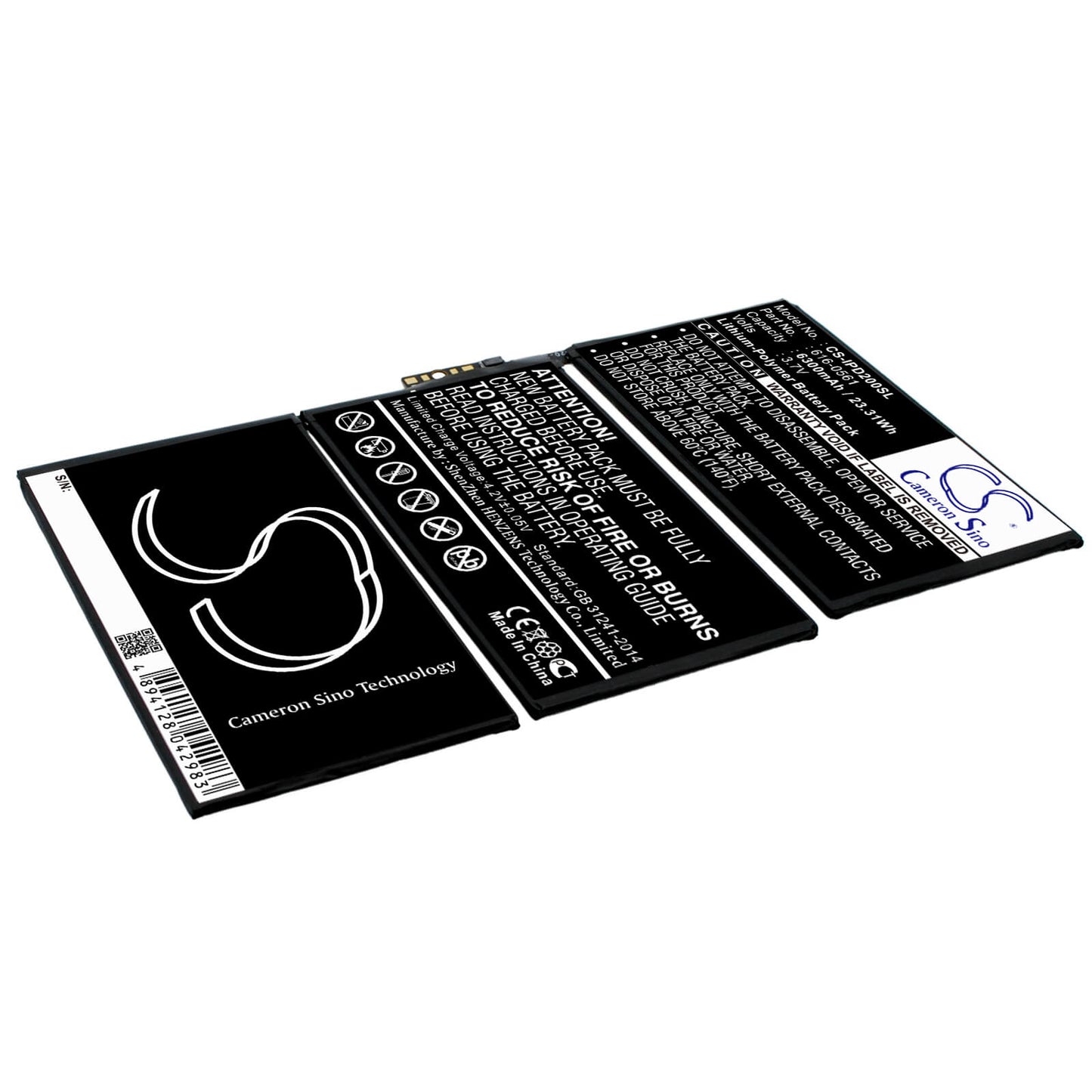 3.7V, 6300mAh, Li-Polymer Battery fits Apple, A1316, A1376, 23.31Wh