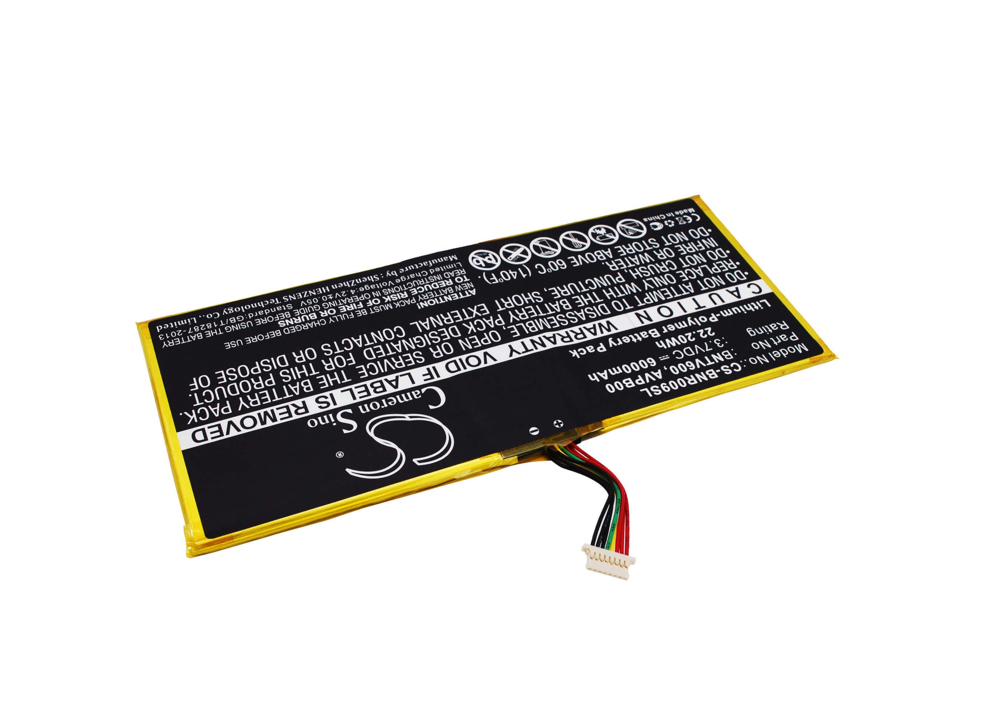 3.7V, 6000mAh, Li-Polymer Battery fits Barnes & Noble, Bntv600, Nook Hd+ Plus, 22.2Wh
