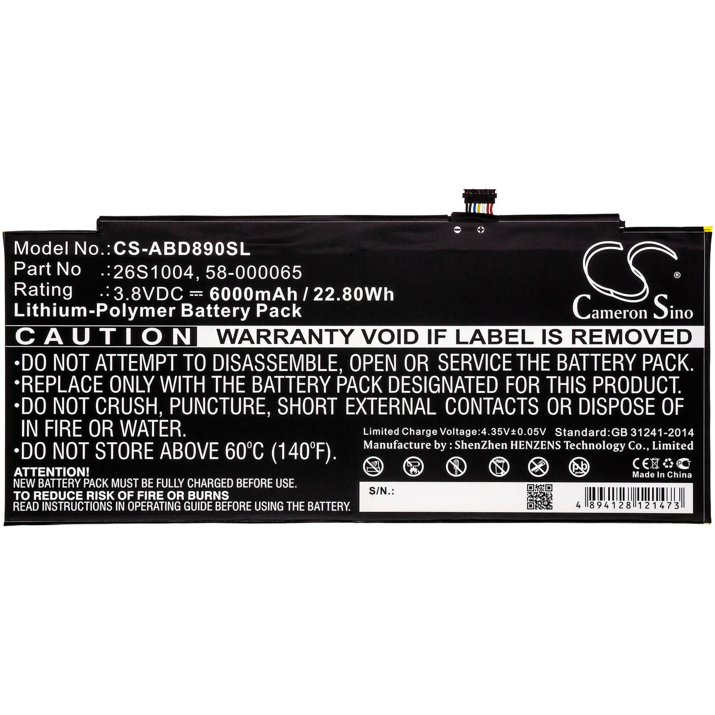 3.8V, 6000mAh, Li-Polymer Battery fits Amazon, Gpz45rw, Gu045rw, 22.8Wh