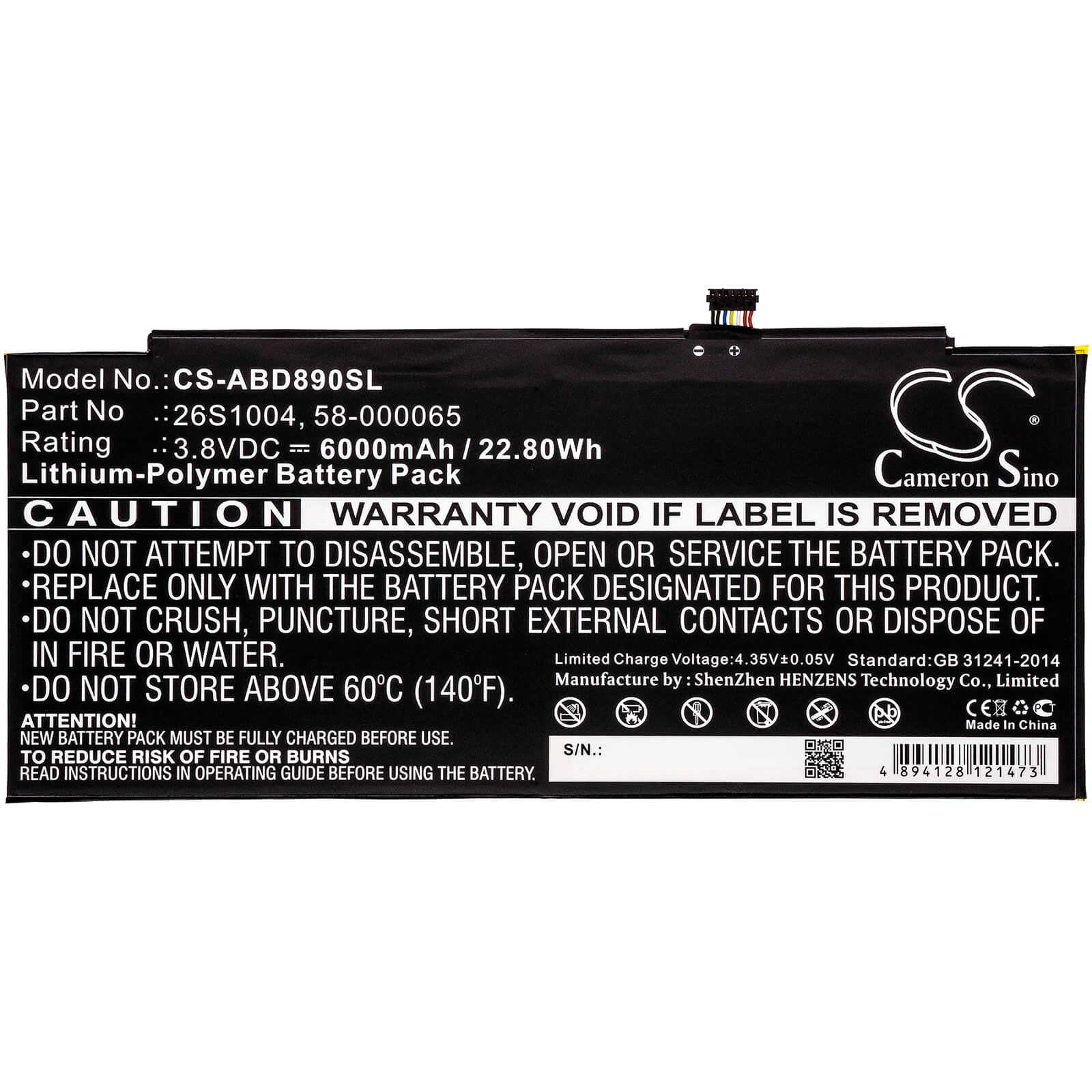 3.8V, 6000mAh, Li-Polymer Battery fits Amazon, Gpz45rw, Gu045rw, 22.8Wh