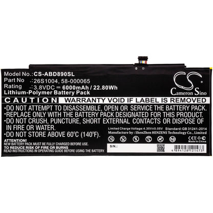 3.8V, 6000mAh, Li-Polymer Battery fits Amazon, Gpz45rw, Gu045rw, 22.8Wh