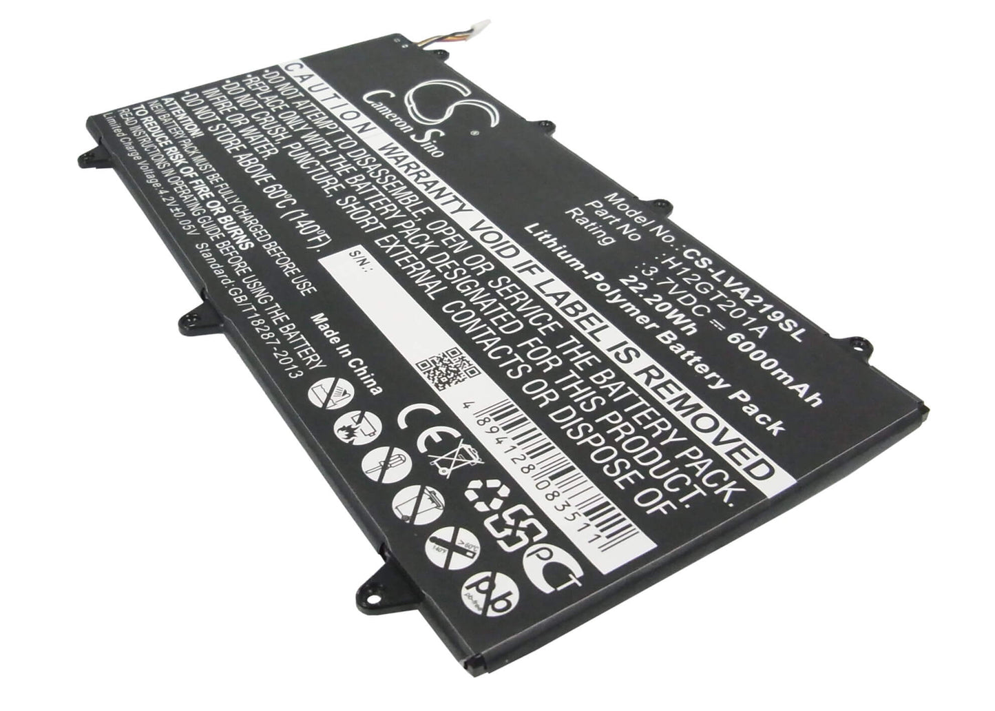 3.7V, 6000mAh, Li-Polymer Battery fits Lenovo, A2109a-f, Ideapad A2109, 22.2Wh