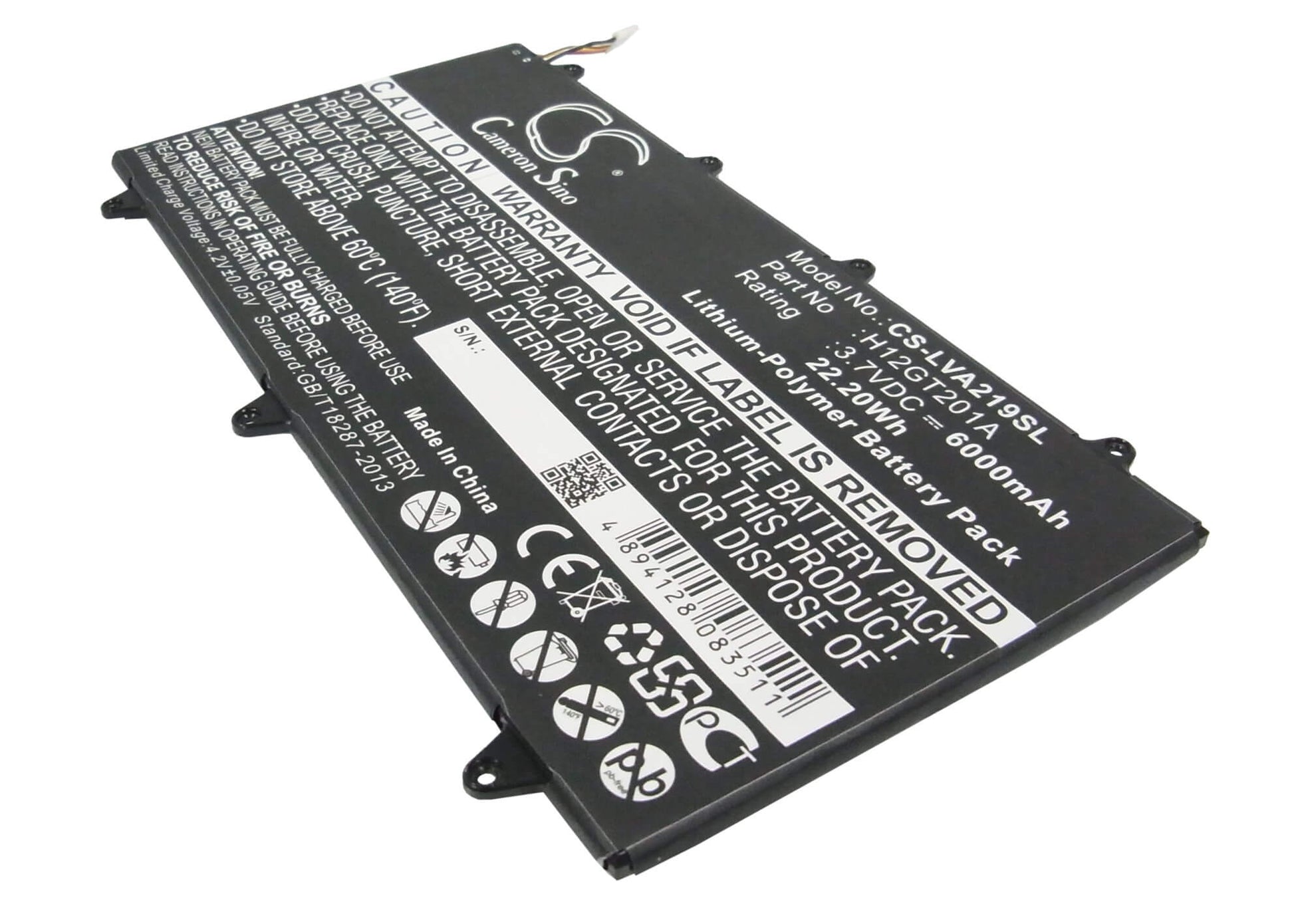 3.7V, 6000mAh, Li-Polymer Battery fits Lenovo, A2109a-f, Ideapad A2109, 22.2Wh