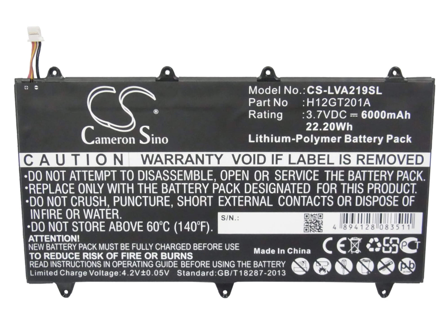 3.7V, 6000mAh, Li-Polymer Battery fits Lenovo, A2109a-f, Ideapad A2109, 22.2Wh
