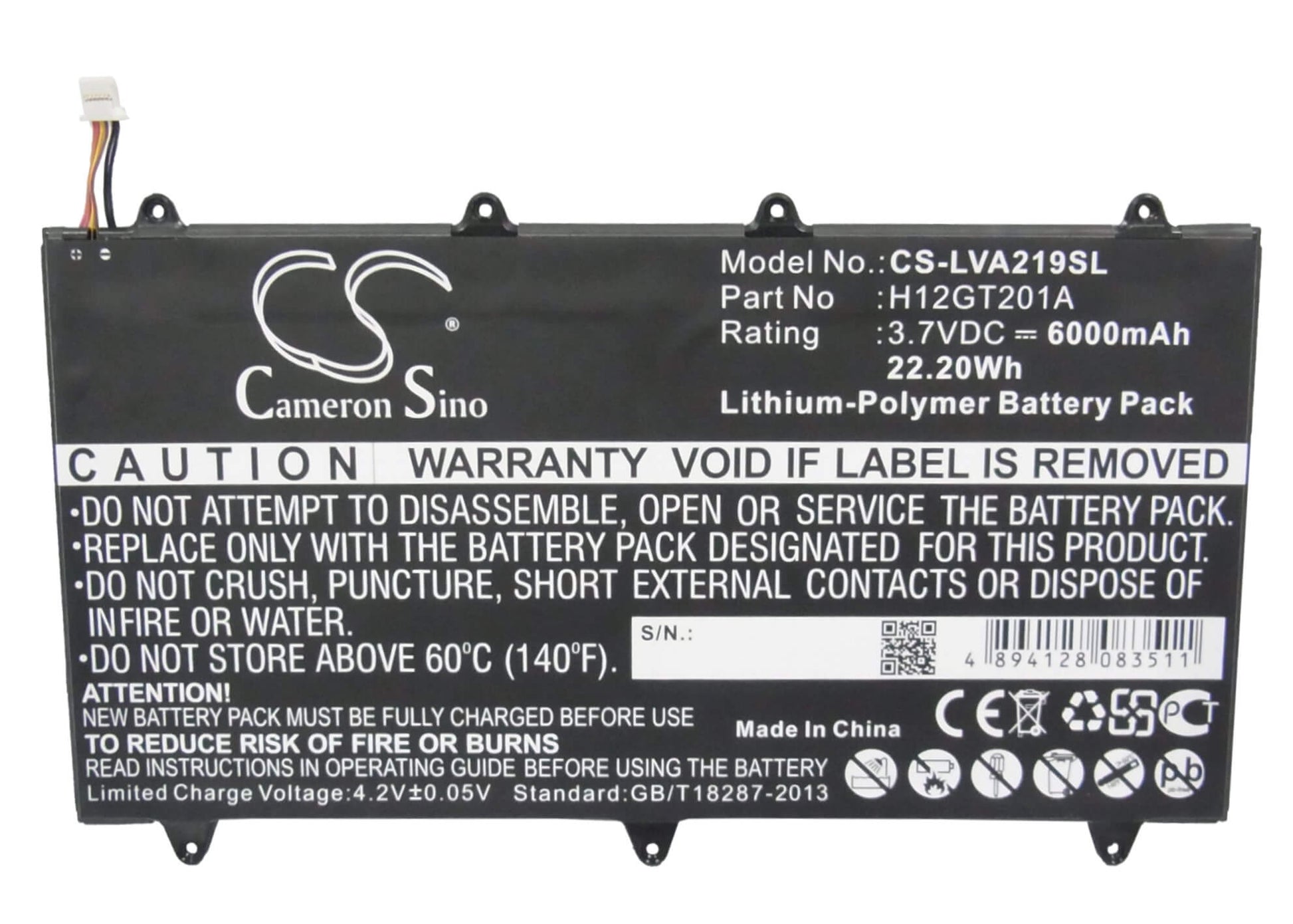 3.7V, 6000mAh, Li-Polymer Battery fits Lenovo, A2109a-f, Ideapad A2109, 22.2Wh