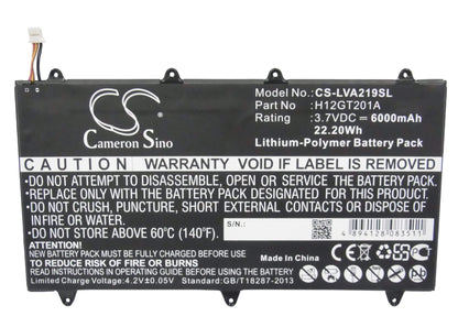 3.7V, 6000mAh, Li-Polymer Battery fits Lenovo, A2109a-f, Ideapad A2109, 22.2Wh