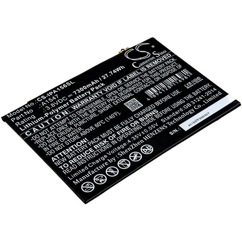 3.8V, 7300mAh, Li-Polymer Battery fits Apple, A1547, A1566, 27.74Wh