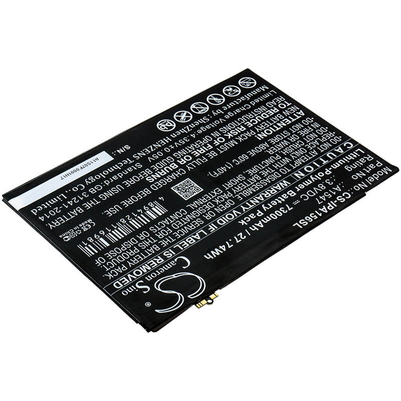 3.8V, 7300mAh, Li-Polymer Battery fits Apple, A1547, A1566, 27.74Wh