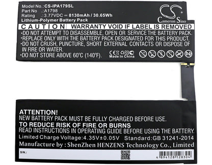 3.77V, 8130mAh, Li-Polymer Battery fits Apple, A1701, A1709, 30.6501Wh