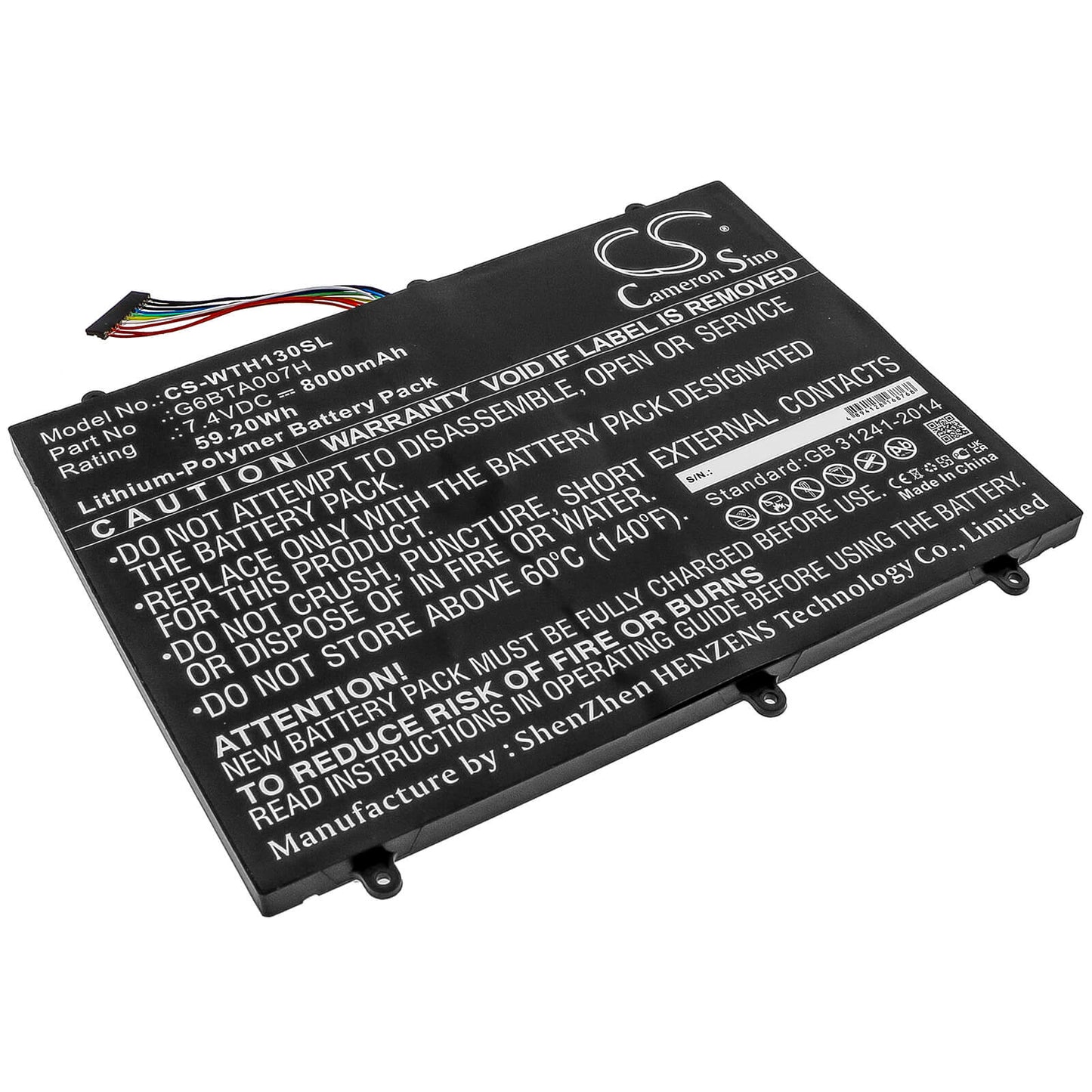 7.4V, 8000mAh, Li-Polymer Battery fits Wacom, Cintiq Companion 2, Dth-w1300, 59.2Wh