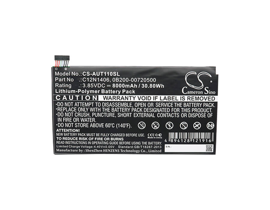 3.85V, 8000mAh, Li-Polymer Battery fits Asus, Pad Transformer Book T100tal, Transformer Book T100tal, 30.8Wh