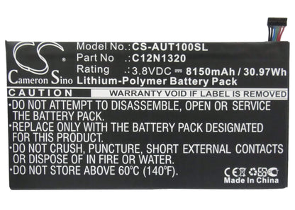 3.8V, 8150mAh, Li-Polymer Battery fits Asus, T100, T100t, 30.97Wh