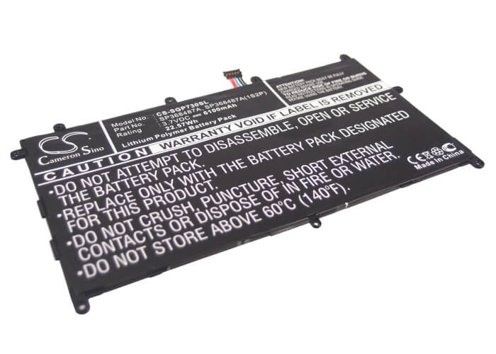 3.7V, 6100mAh, Li-Polymer Battery fits Samsung, Galaxy Tab 8.9, Gt-p7300, 22.57Wh