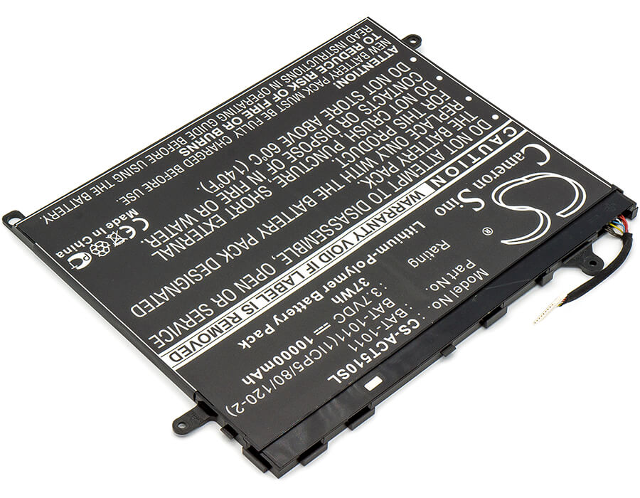 3.7V, 10000mAh, Li-Polymer Battery fits Acer, Iconia A511, Iconia Tab A510, 37Wh