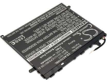 3.7V, 10000mAh, Li-Polymer Battery fits Acer, Iconia A511, Iconia Tab A510, 37Wh