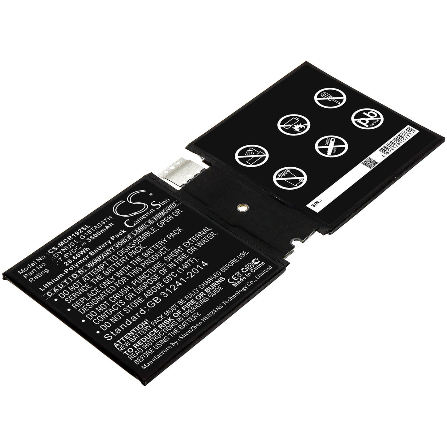 7.6V, 3500mAh, Li-Polymer Battery fits Microsoft, Surface 1927, Surface Go 2, 26.6Wh