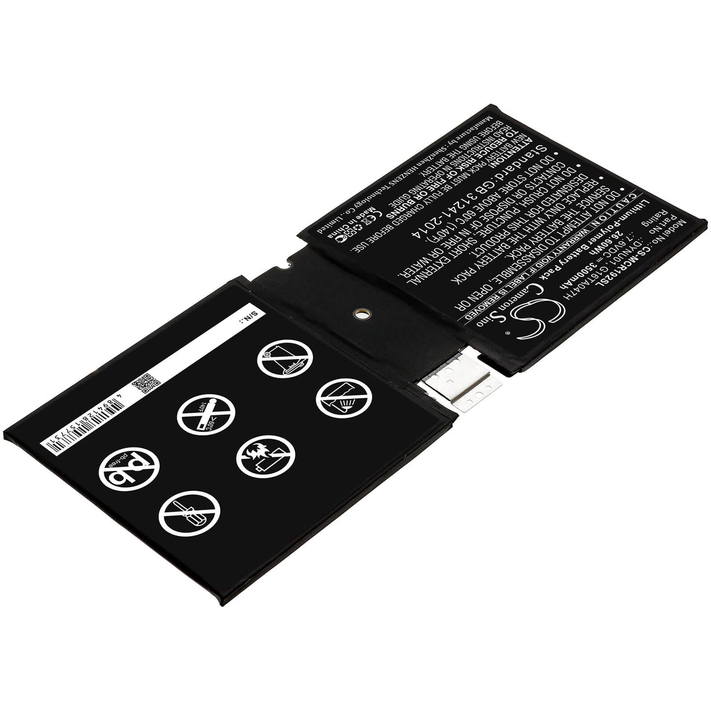 7.6V, 3500mAh, Li-Polymer Battery fits Microsoft, Surface 1927, Surface Go 2, 26.6Wh