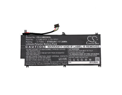 3.7V, 4700mAh, Li-Polymer Battery fits Lenovo, 20326-r, Ideatab Miix, 17.39Wh