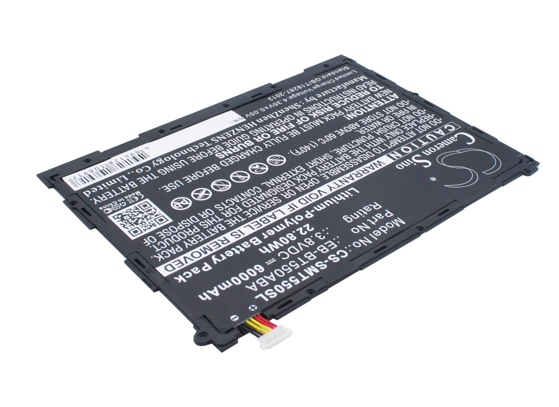 3.8V, 6000mAh, Li-Polymer Battery fits Samsung, Galaxy Tab A 9.7, Galaxy Tab A Plus 9.7 Wifi, 22.8Wh
