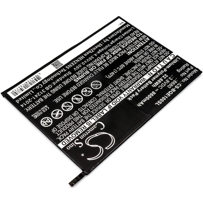 3.8V, 8600mAh, Li-Polymer Battery fits Bq, E10, E10 Tablet, 32.68Wh
