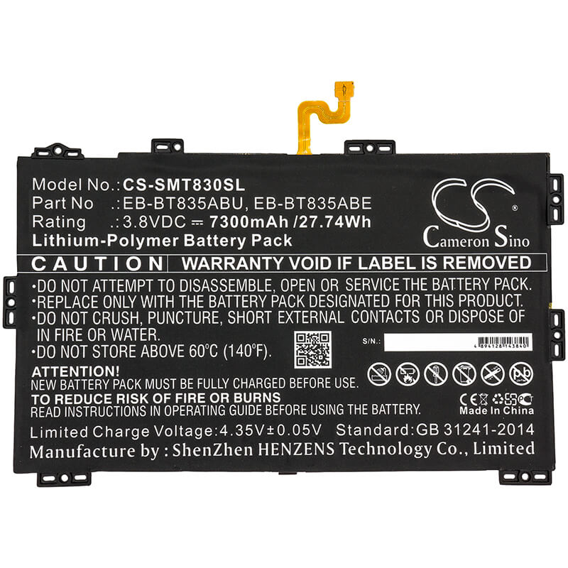 3.8V, 7300mAh, Li-Polymer Battery fits Samsung, Galaxy Tab S4 10.5 2018, Galaxy Tab S4 10.5 2018 Td-lte, 27.74Wh