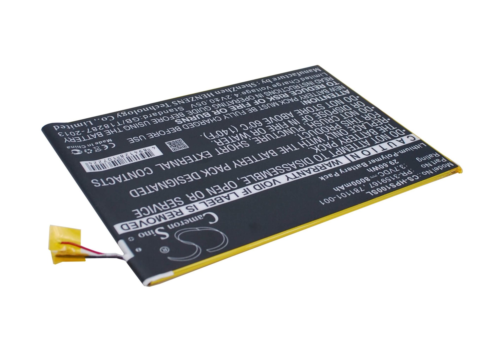 3.7V, 8000mAh, Li-Polymer Battery fits Hp, 2201, Slate 10 Plus, 29.6Wh