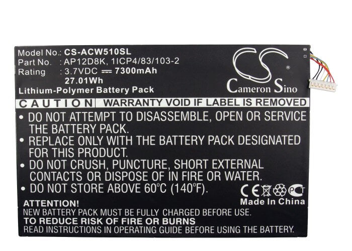 3.7V, 7300mAh, Li-Polymer Battery fits Acer, Aspire P3-171-3322y2g06as, Aspire P3-1715333y2g12as, 27.01Wh