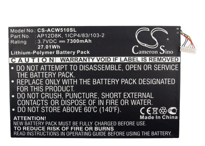 3.7V, 7300mAh, Li-Polymer Battery fits Acer, Aspire P3-171-3322y2g06as, Aspire P3-1715333y2g12as, 27.01Wh