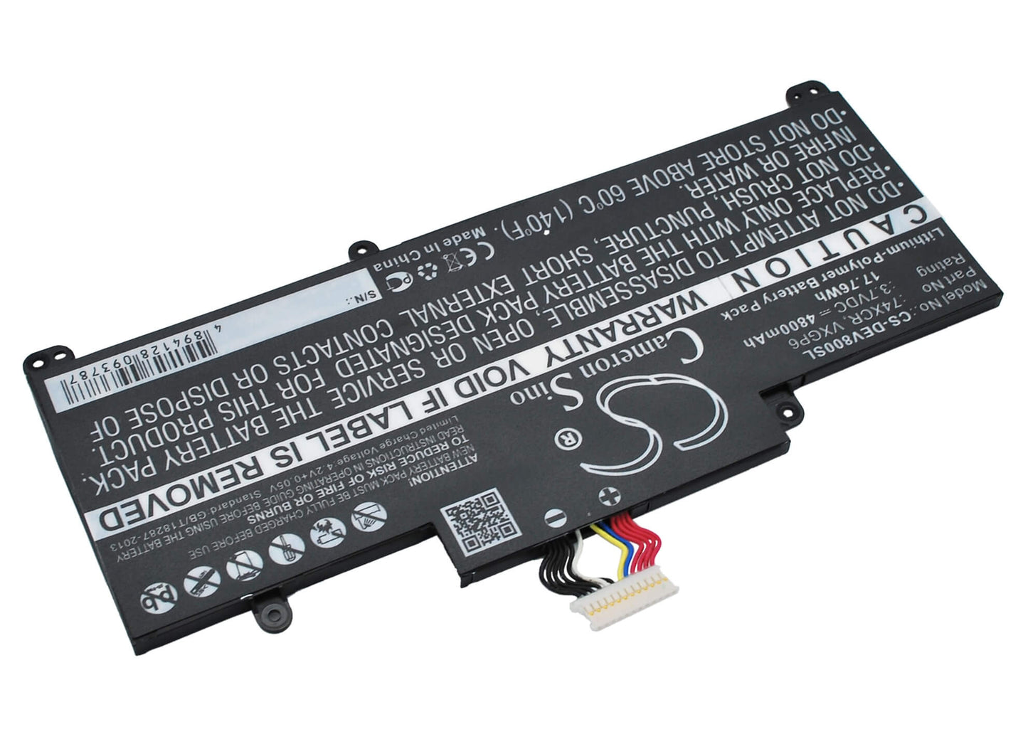 3.7V, 4800mAh, Li-Polymer Battery fits Dell, T01d, T10d-5830, 17.76Wh